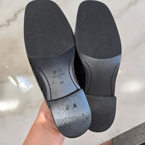 Marc Fisher Flyta Croc Embossed Leather Loafer Mule Backless Slip On Square Toe - Picture 6 of 6